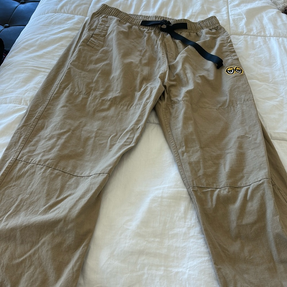 Mens Krooked ripstop skate pants tan size large